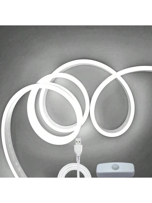 1Pc 5V Neon Flex Led Strip Light, 120 Smd2835 Led Waterproof Neon Rope Light, Ideal for Indoor or Outdoor Decoration, White