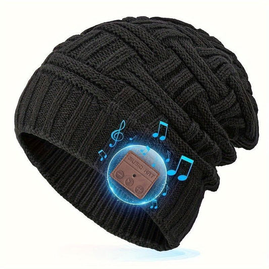 Wireless Music Hat, Chunky Knitted Hat Wireless Beanie Hat, Snow plus Velvet Warm Wireless Music Headphone Hat, Sports & Outdoor Hats