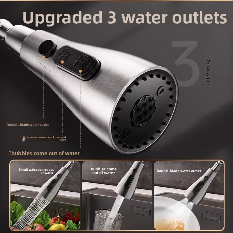 Pull out the faucet to switch between hot and cold water.