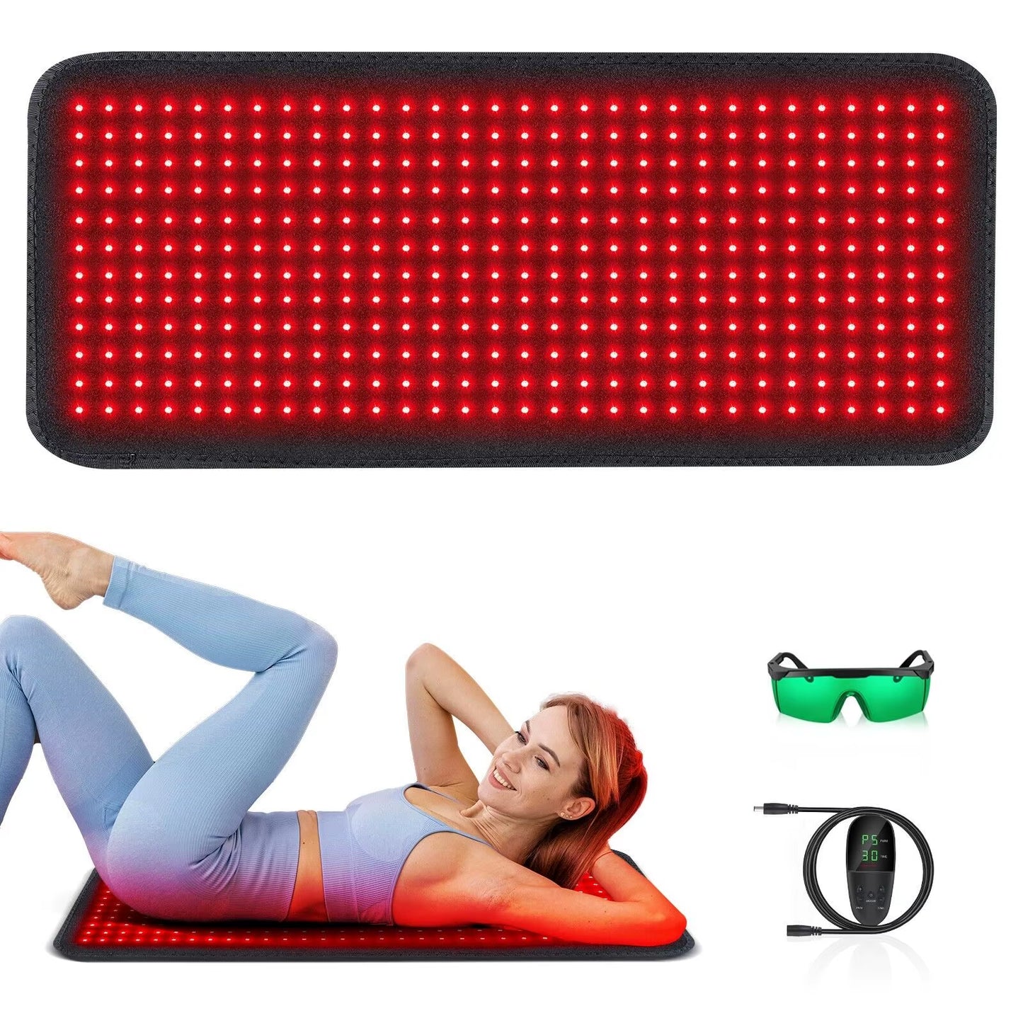 LED Equipment Red Light Infrared Treatment Pad. Discomfort during Menstruation. the Pain in the Back Muscles Is Relieved