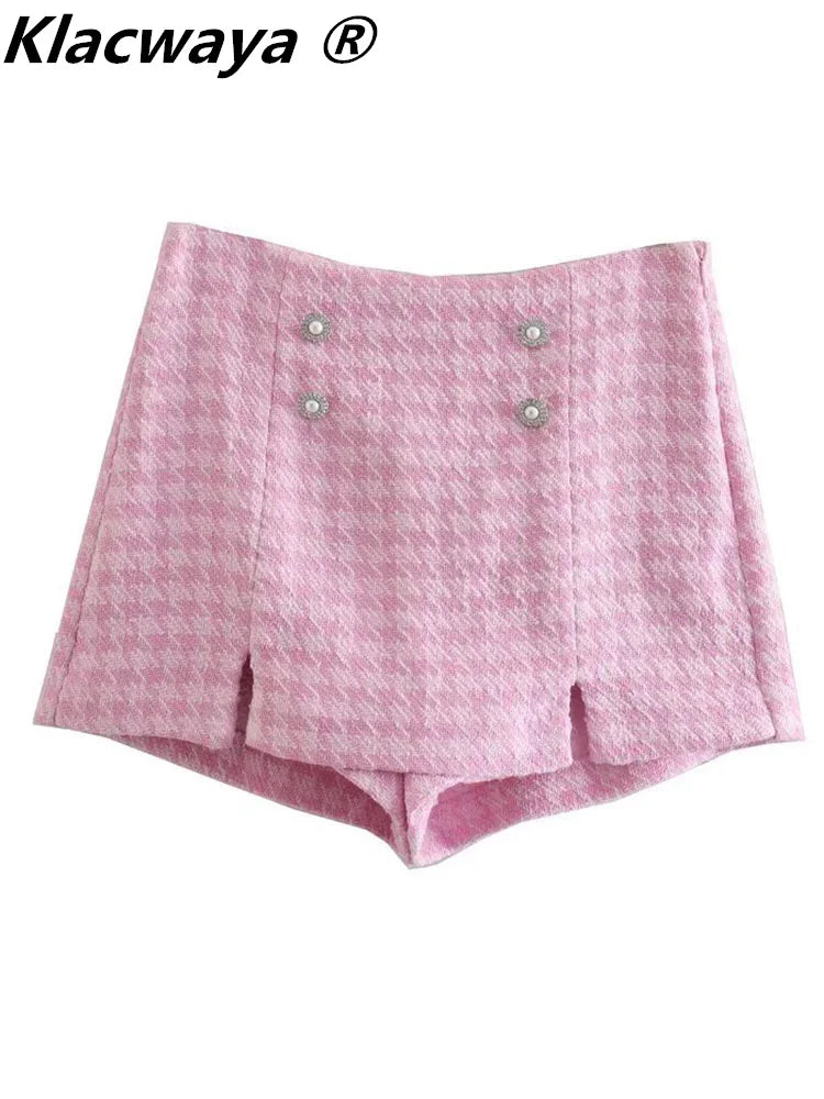 Klacwaya Tweed Set 2 Piece Chic Blazer Women Suit Shorts Sets Women 2022 Suit With Shorts For Women Female Suits