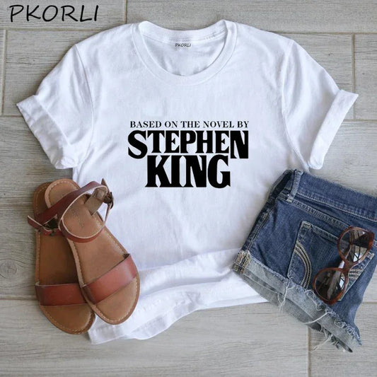 Based on A Novel By Stephen King T Shirt Women Harajuku Retro Clothing Tumblr Horror T-Shirt Funny Letter Print Cotton Tee Shirt