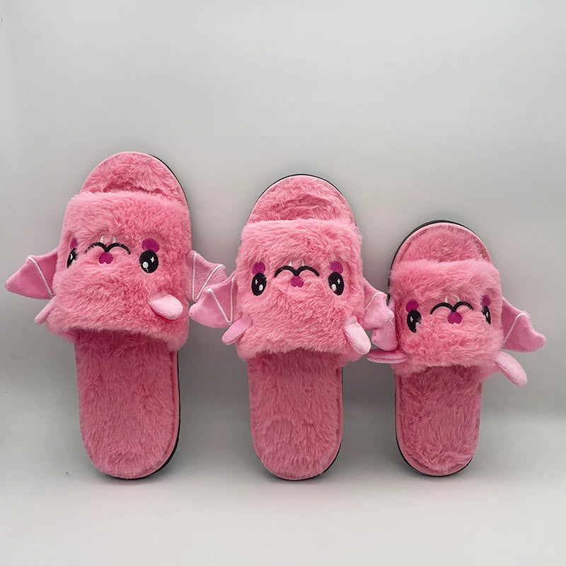 Halloween Bat Plush Slippers for Women and Men - Lightweight, Silent, and Fuzzy Home Footwear for Adults and Kids