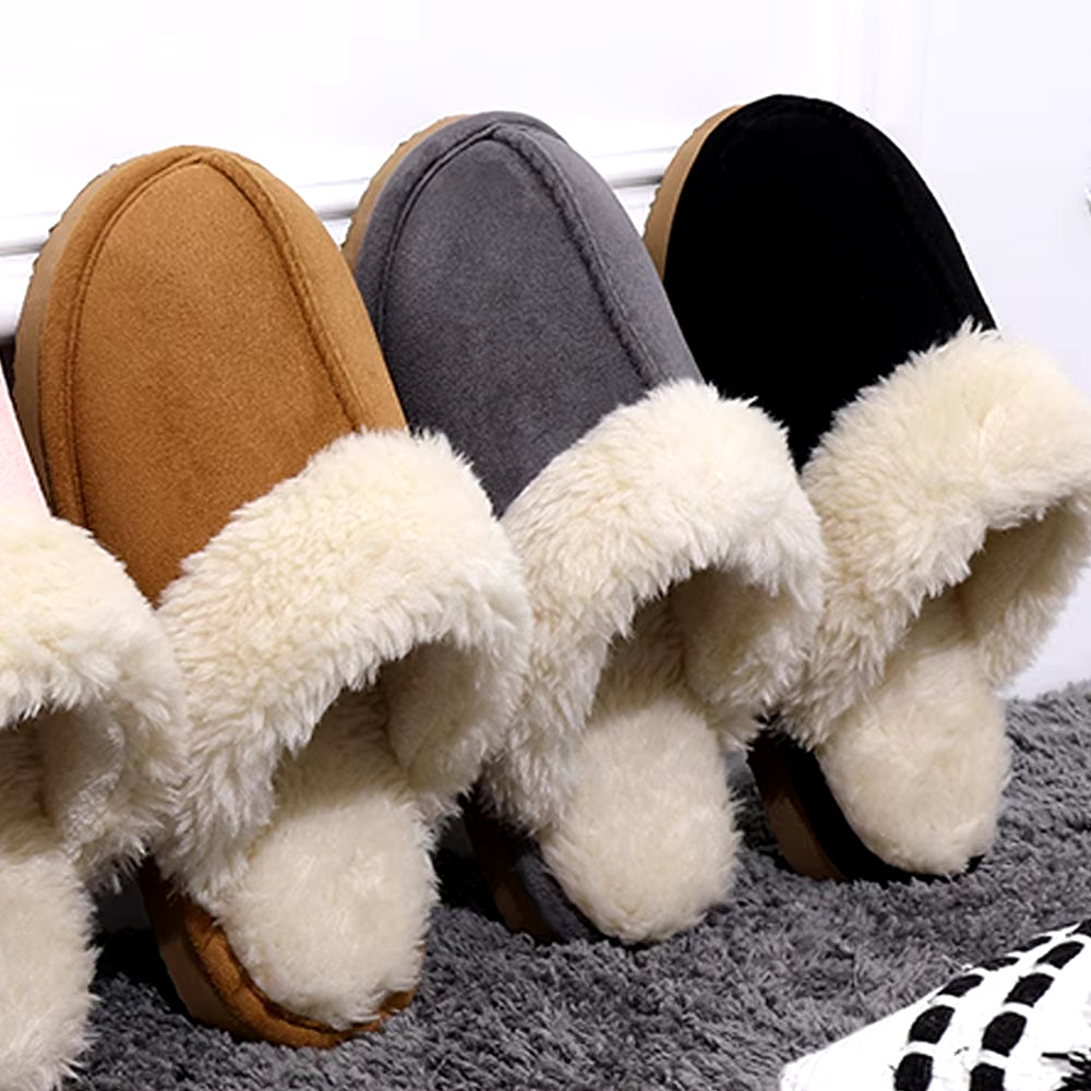 Fluffy Winter Slippers for Women Furry Fuzzy Home Shoes Faux Fur House Plush Slippers Indoor Warm Comfy Mute Flats Slide